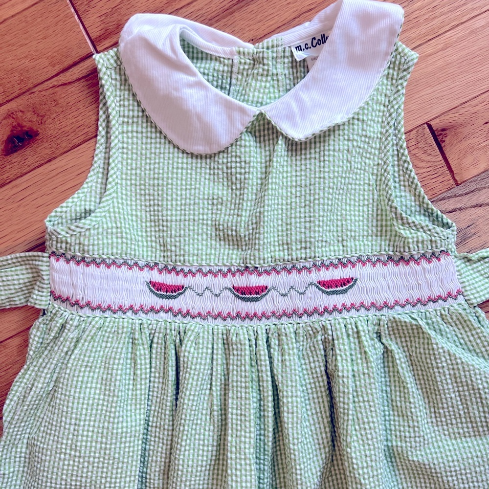 M.C. Collection Watermelon smocked dress, size 6. Excellent condition.